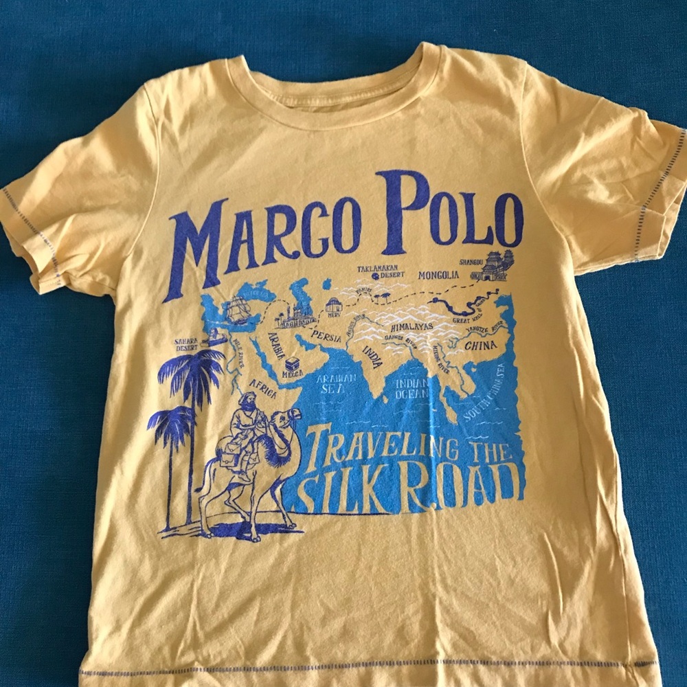 Kids Yellow Graphic Tee - Traveling the Silk Road Size 6/7